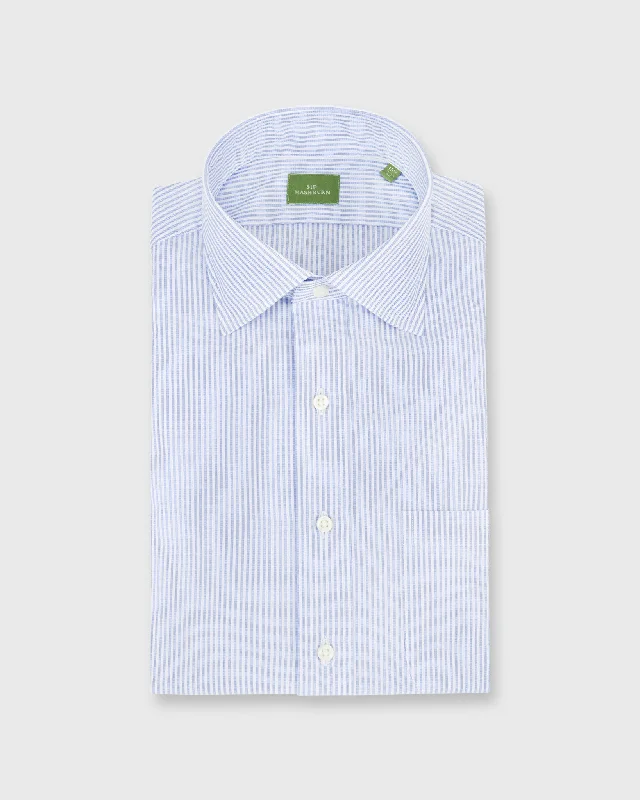 Men's Bold-Color Shirts for a Statement PieceSpread Collar Dress Shirt in Blue Stripe End-On-End