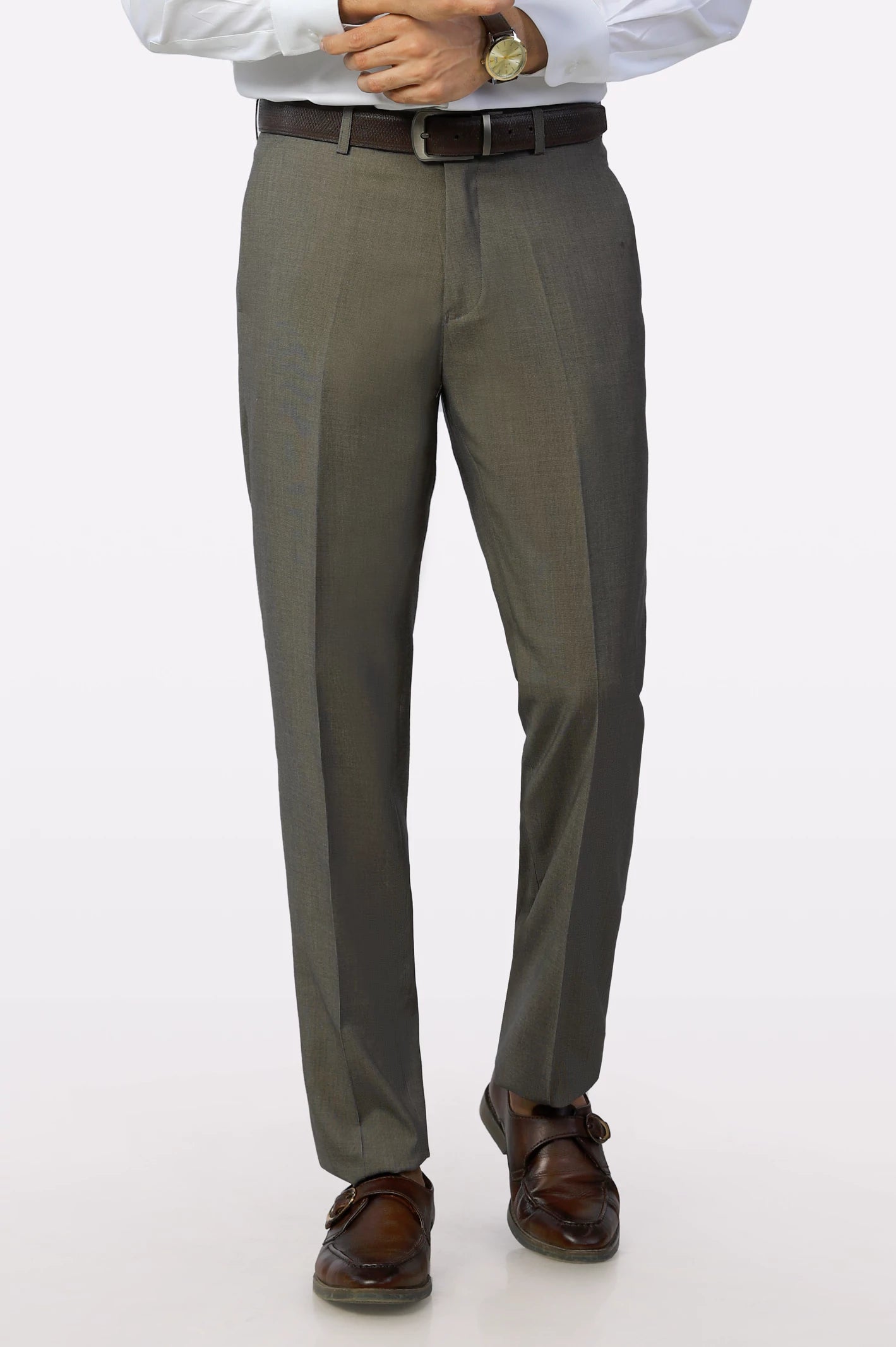 Warm Men's Fleece-Lined PantsLight Brown Regular Fit Trouser