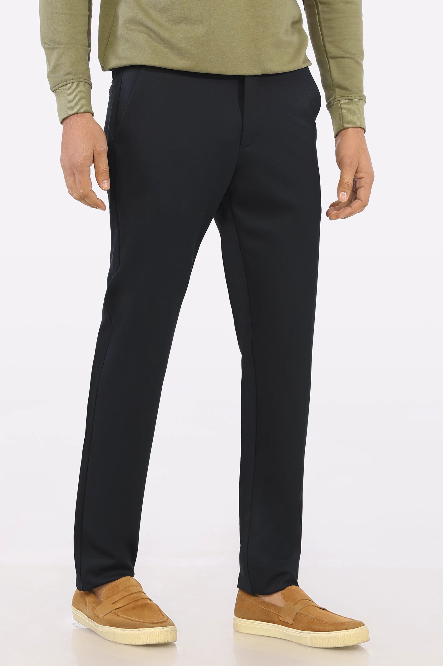 Men's Low-Waisted Pants for a Casual VibeNavy Blue Smart Fit Cotton Chino